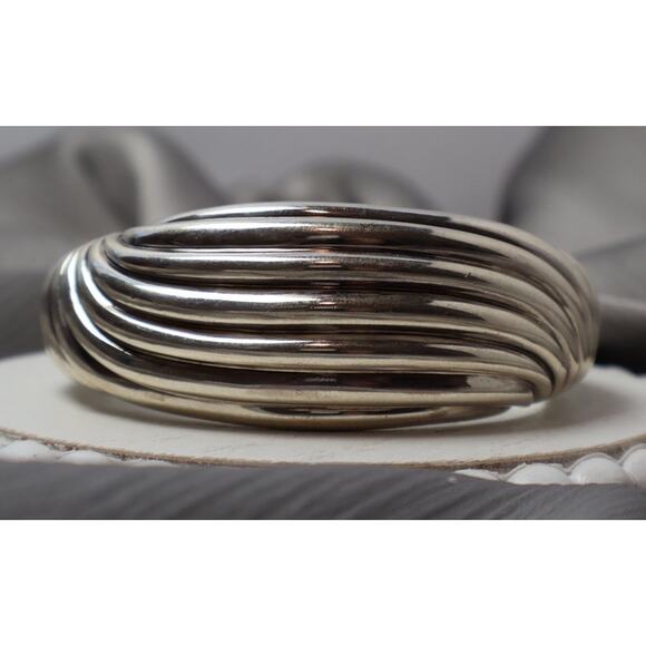 David Yurman Sterling Silver Wide Sculpted Cable Cuff Bracelet 66.7G /Sz M /26mm - Picture 1 of 6